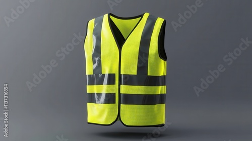 Bright yellow safety vest with reflective stripes. Ideal for construction, road work, or safety training visuals.