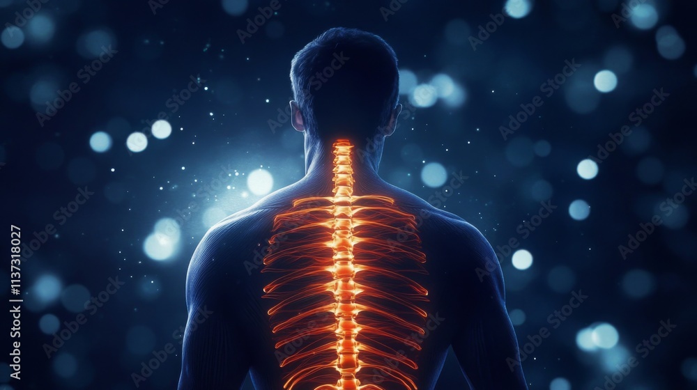Man in Glowing Red and Orange Lines in Dark Blurred Background with Mysterious Futuristic Vibe Man in Glowing Red and Orange Lines in Dark Blurred Background with Mysterious Futuristic Vibe