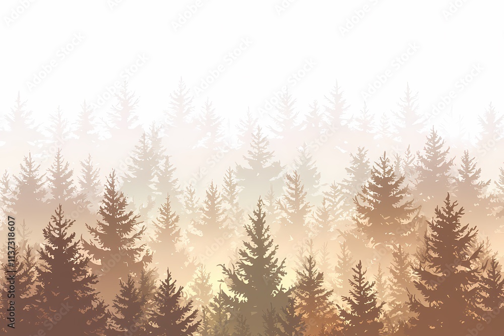 Obraz premium Serene Background of Misty Forest with Soft Light Glow