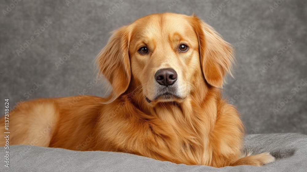 Closeup portrait of female golden retriever with soft lighting