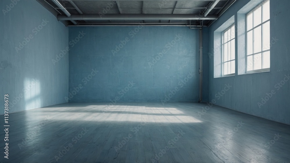 Fototapeta premium light blue empty wall and smooth floor