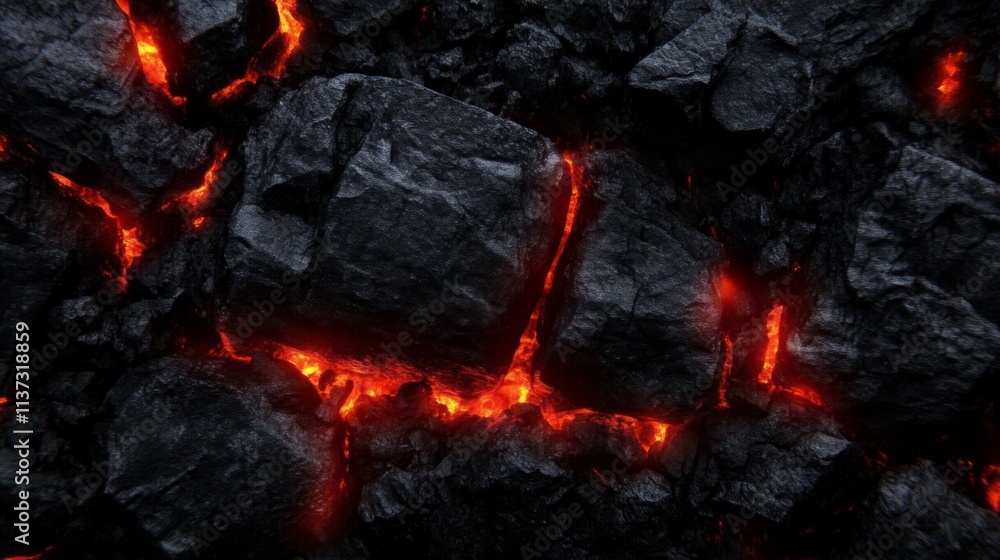 Fiery Orange and Red Glow on Dark Textured Surface with Small Irregular Rocks, Creating Intense and Dramatic Mood Fiery Orange and Red Glow on Dark Textured Surface with Small Irregular Rocks, Creating Intense and Dramatic Mood