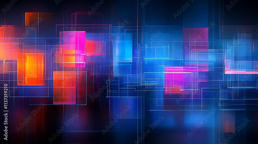 Abstract Colorful Geometric Background with Glowing Lines and Shapes in Blue and Orange Tones Abstract Colorful Geometric Background with Glowing Lines and Shapes in Blue and Orange Tones