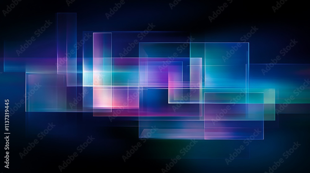 Abstract Colorful Rectangles with Light Effects on a Dark Background for Modern Design Projects Abstract Colorful Rectangles with Light Effects on a Dark Background for Modern Design Projects