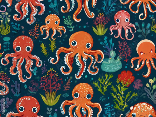 octopus seamless pattern