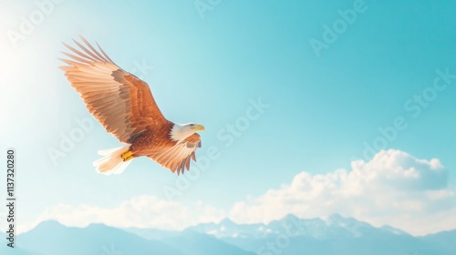 Majestic Eagle in Flight Over Mountains St. John the Evangelists Day, Christmas, Easter Celebration photo