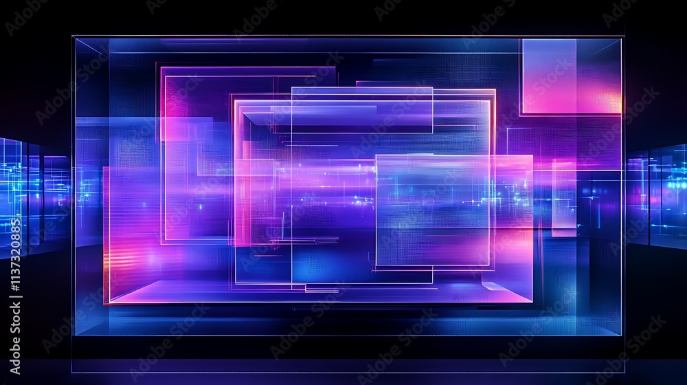 Abstract Digital Background with Vibrant Light and Colorful Geometric Shapes in Futuristic Style Abstract Digital Background with Vibrant Light and Colorful Geometric Shapes in Futuristic Style