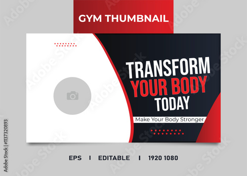 Gym and fitness youtube video thumbnail or fitness training Template