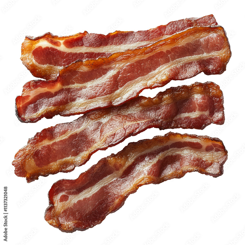 Deliciously smoked bacon strips on a clean transparent background perfect for culinary presentations and recipes, Smoked bacon isolated Clipping path included Deliciously smoked bacon strips on a clean transparent background perfect for culinary presentations and recipes, Smoked bacon isolated Clipping path included