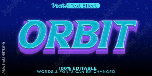 Orbit Vector Text Effect Editable Alphabet Blue Planet Solar Astronomy