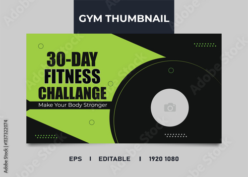 Gym and fitness youtube video thumbnail or fitness training Template