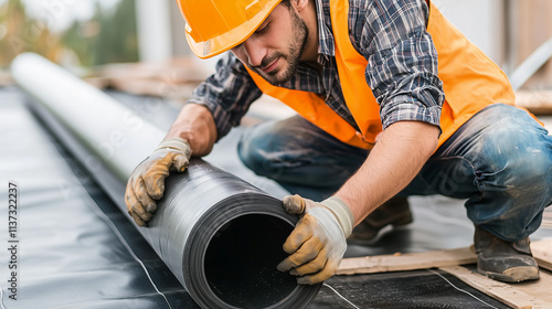 Construction Worker Rolling...