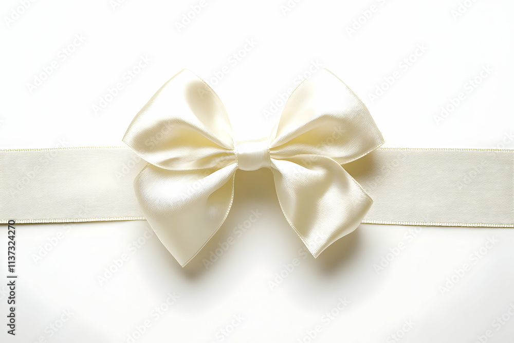 Elegant Cream Satin Ribbon Bow, A Festive & Refined Background Image Elegant Cream Satin Ribbon Bow, A Festive & Refined Background Image