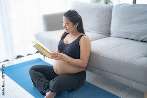 Free Download Pregnant asian woman reading book relaxation and Self-care during Pregnancy mother mindfulness Positive life moment in pregnancy time motherhood concept  - GFXLoad
