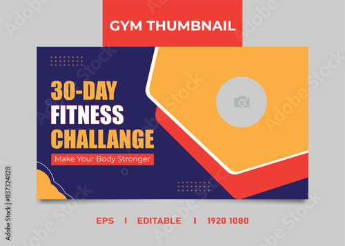 Gym and fitness youtube video thumbnail or fitness training Template