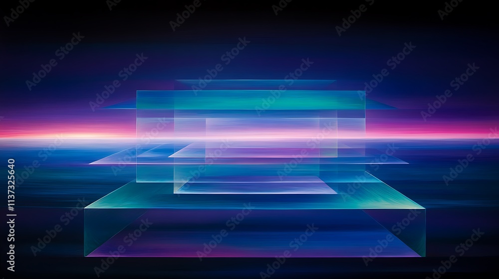 Abstract Layers of Glass in Vibrant Colors with Light Effects and Motion Blur for Modern Art Background Abstract Layers of Glass in Vibrant Colors with Light Effects and Motion Blur for Modern Art Background