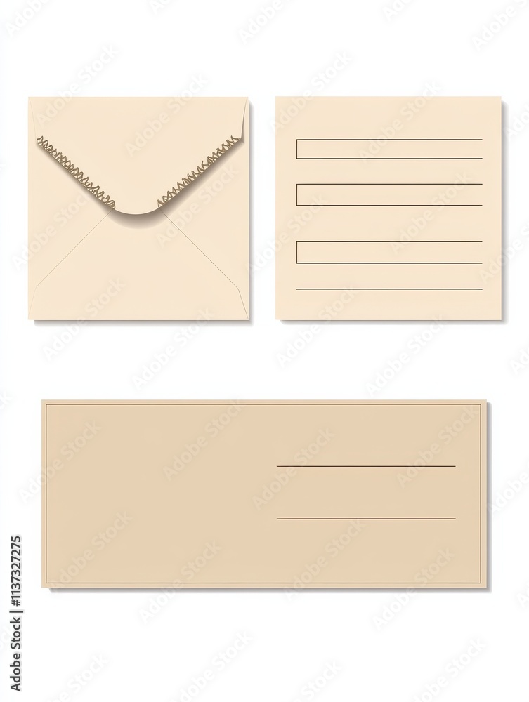 Postcards with blank writing area on white background. Set of vintage postcard template. Postcards with blank writing area on white background. Set of vintage postcard template.