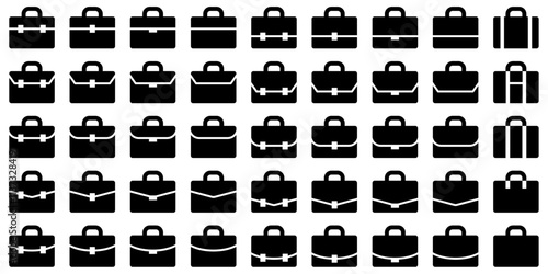 様々な形のブリーフケース、アタッシェケースアイコンのベクターイラストセット