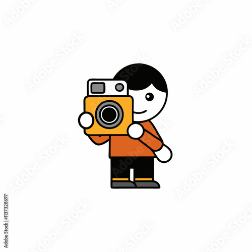  a kid taking pictures with a polaroid camera cart