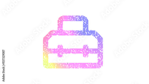 Icon toolbox is made up of LED square shapes. There are bright diodes and there are black dead diodes