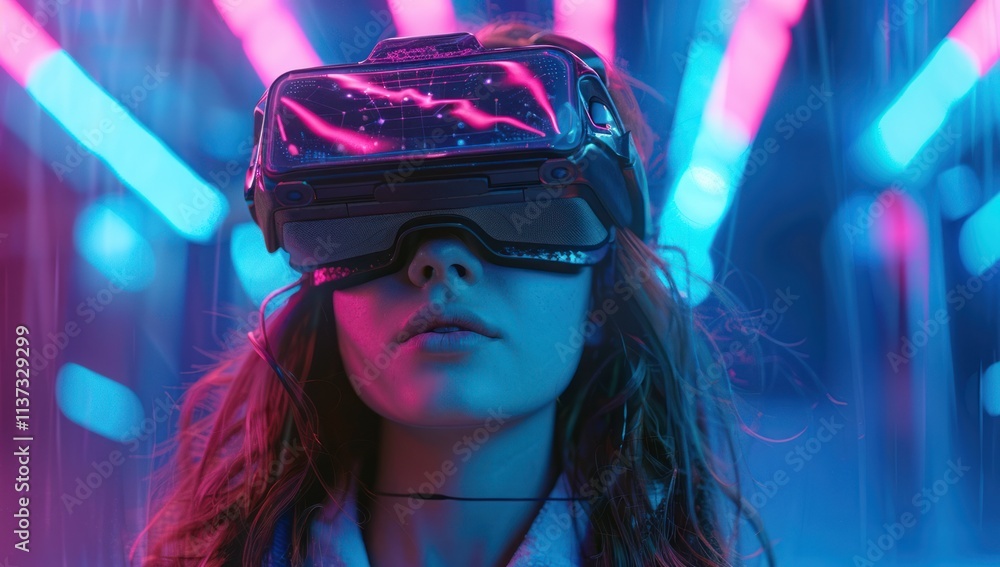 Woman Immersed in Virtual Reality Woman Immersed in Virtual Reality