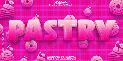 Pastry Vector Text Effect Editable Alphabet Cartoon Pink Cream Bakery