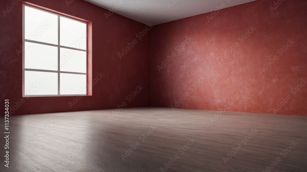Obraz premium light red empty wall and smooth floor