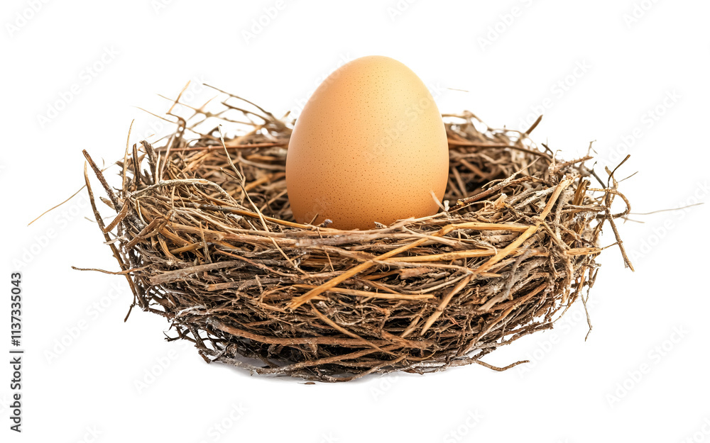 Bird's nest with one egg on a transparent background. isolated background. Bird's nest with one egg on a transparent background. isolated background.