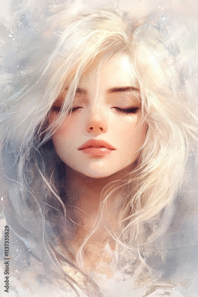 Portrait of a Serene Blonde Woman with Closed Eyes. Portrait of a Serene Blonde Woman with Closed Eyes.