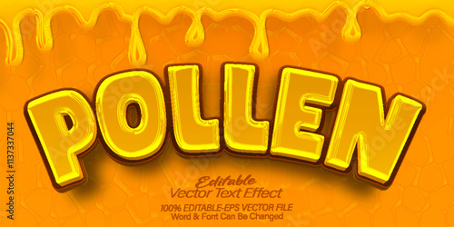 Pollen Vector Text Effect Editable Alphabet Yellow Cartoon Honey Bloom