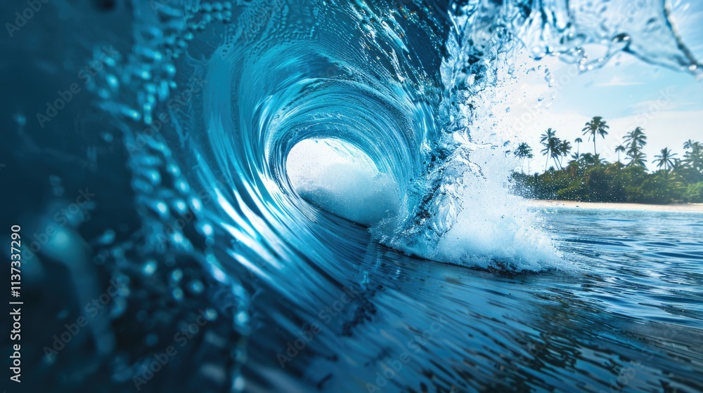 Ocean Wave Crashing on a Tropical Beach Ocean Wave Crashing on a Tropical Beach