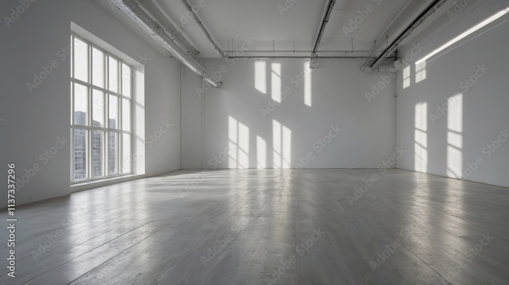 Fototapeta premium light white empty wall and smooth floor