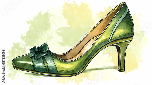 Illustration of peep toe shoe. Beryl. Illustration photo