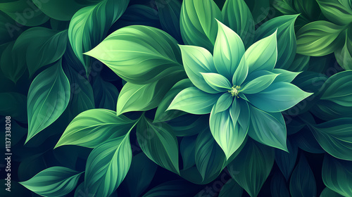 Wallpaper Mural It depicts a flower with many leaves. Beryl. Illustration Torontodigital.ca