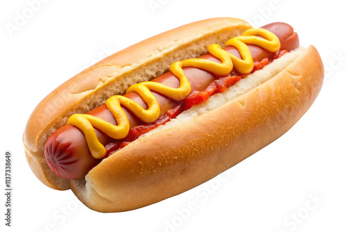 hot dog with mustard and ketchup