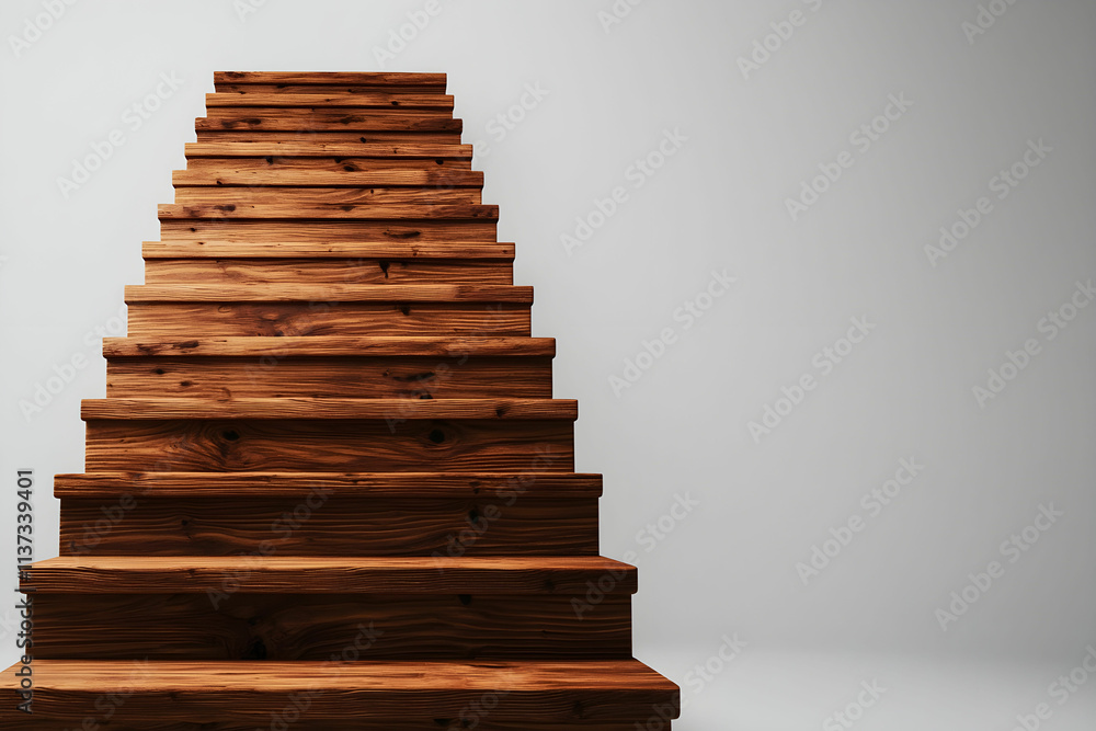 Elegant Wooden Stairs in Minimalist Space with Natural Light and Simple Background Elegant Wooden Stairs in Minimalist Space with Natural Light and Simple Background
