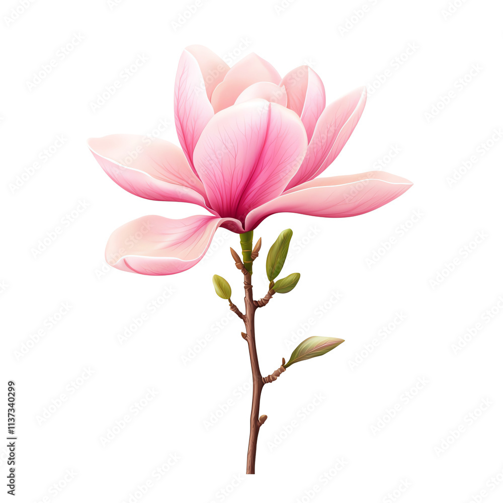 A delicate pink magnolia flower against a black background. transparent background A delicate pink magnolia flower against a black background. transparent background