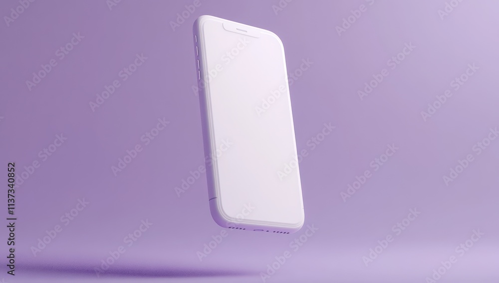 White Smartphone on Purple Background White Smartphone on Purple Background