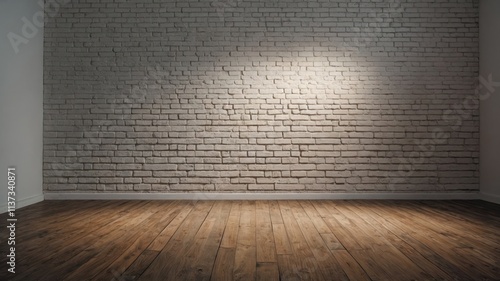 light white empty wall brick and wood floor