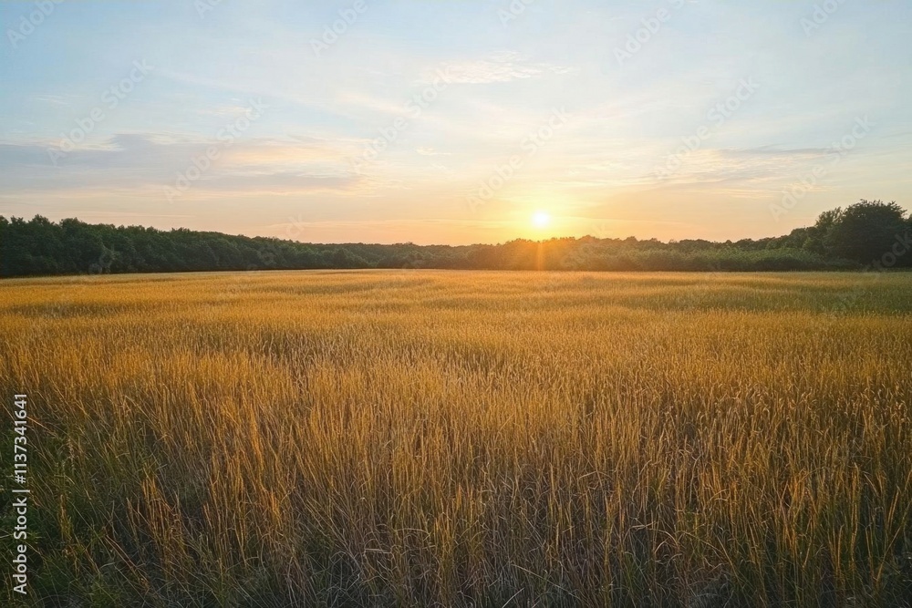 A serene sunset over a golden field, showcasing nature's beauty. A serene sunset over a golden field, showcasing nature's beauty.