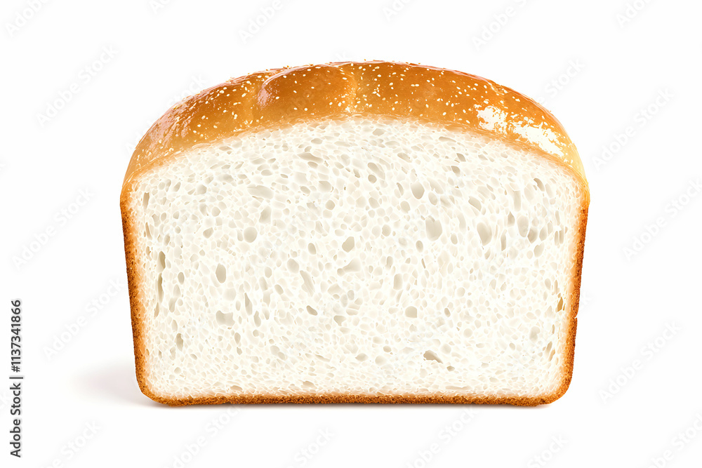Freshly Baked Sliced White Bread on a White Background, Perfect for Cooking and Sandwiches, Showing Soft Texture and Crusty Surface Freshly Baked Sliced White Bread on a White Background, Perfect for Cooking and Sandwiches, Showing Soft Texture and Crusty Surface
