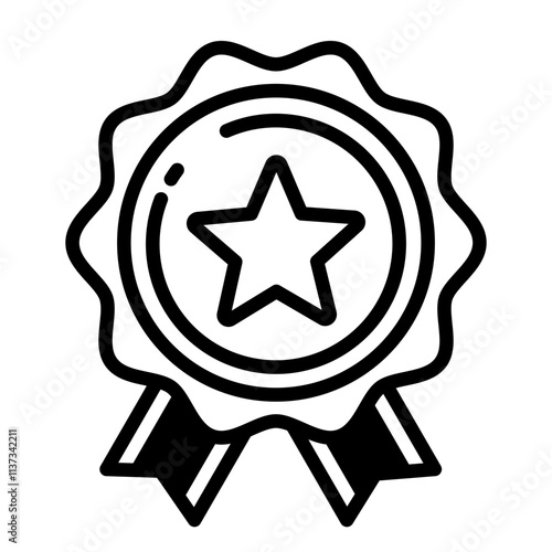 星の絵がついた、シンプルでかわいいメダルのアイコン