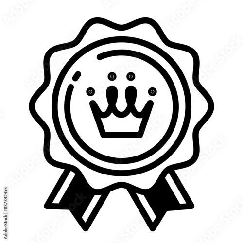 王冠の絵がついた、シンプルでかわいいメダルのアイコン