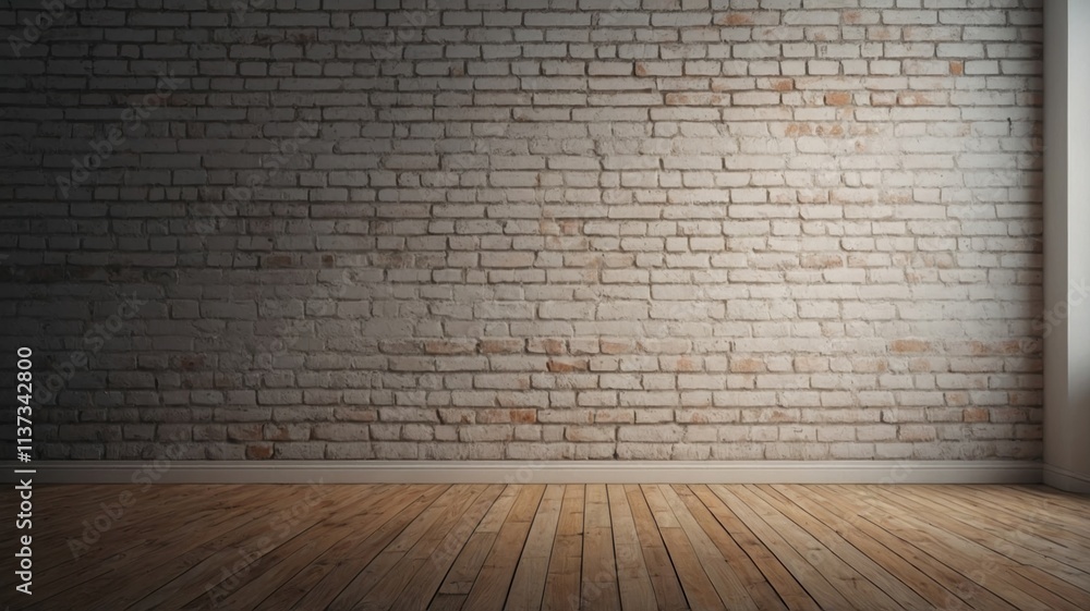 light white empty wall brick and wood floor