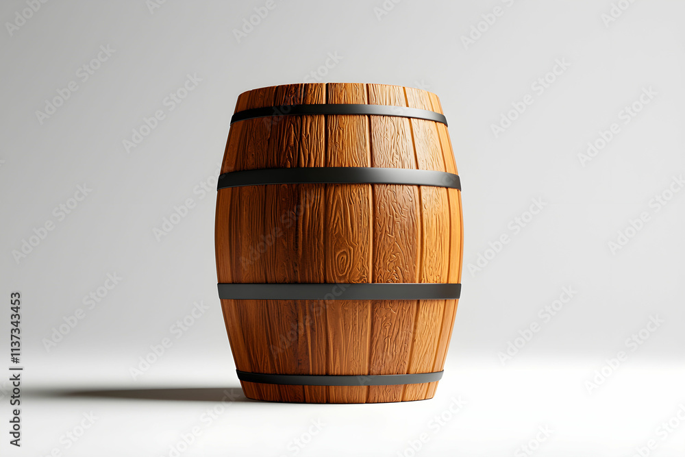 Wooden Barrel on Light Background Ideal for Beverage Storage and Rustic Decor Themes in Photography Wooden Barrel on Light Background Ideal for Beverage Storage and Rustic Decor Themes in Photography