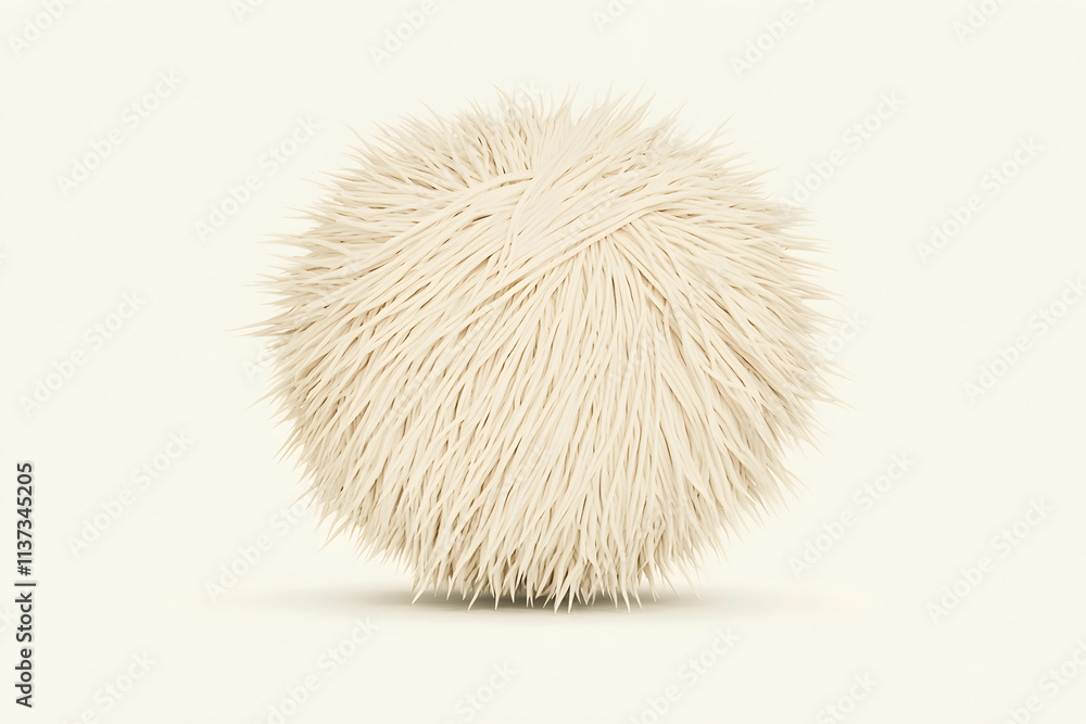 Fototapeta premium Soft and Fluffy White Ball with Texture on Pale Background, Ideal for Abstract or Minimal Designs