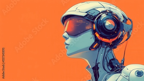 Integration of AI in systems flat design side view futuristic theme cartoon drawing vivid photo