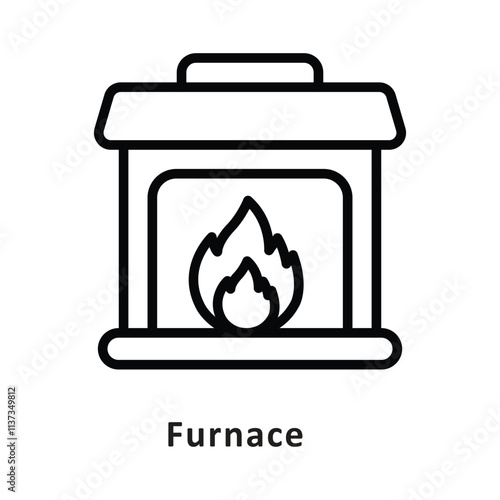 Furnace Vector Outline Icon. Eps 10 File