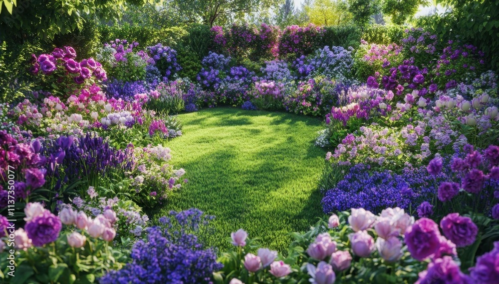 A vibrant garden filled with colorful flowers and lush greenery. A vibrant garden filled with colorful flowers and lush greenery.