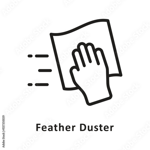 Feather Duster Vector Outline Icon. Eps 10 File